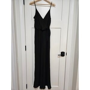 Express Black Wide Leg Jumpsuit Womens Medium Wrap Tie Waist Adjustable Straps